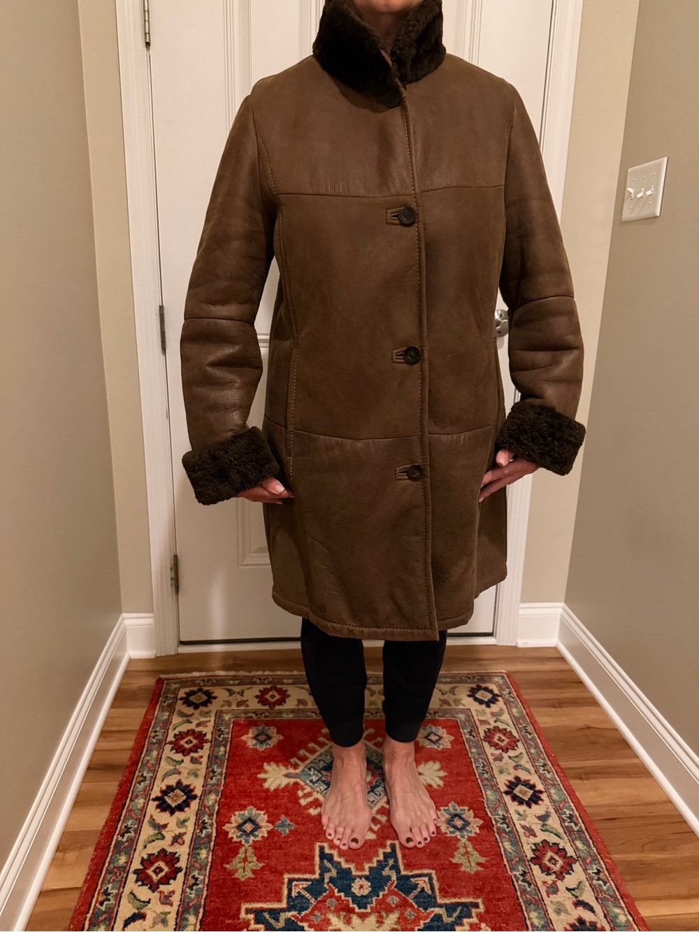 Christ-Leather Classic Brown Shearling Coat - Women's Jacket
